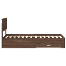 Berkfield Home Bed Frame Brown Oak & Silver 75 x 190 cm Engineered Wood - thumbnail 8