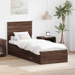 Berkfield Home Bed Frame Brown Oak & Silver 75 x 190 cm Engineered Wood