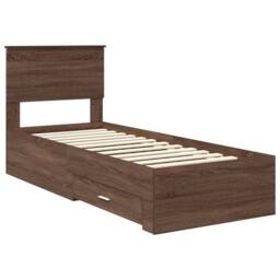 Berkfield Home Bed Frame Brown Oak & Silver 75 x 190 cm Engineered Wood - thumbnail 4
