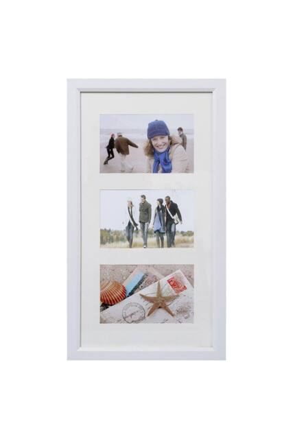 Arpan MDF Multi Aperture Photo Picture Frame 3, Aperture (3 Aperture) in White - image 1