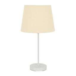 ValueLights Charlie White Single Stem Table Lamp with Fabric Tapered Lamp Shade & LED Bulb in Beige - thumbnail 2