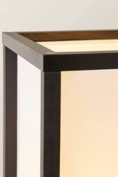 ValueLights Struttura Wooden Shelving Floor Lamp with Fabric Shade & LED Bulb in Black - thumbnail 4