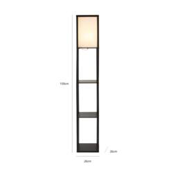 ValueLights Struttura Wooden Shelving Floor Lamp with Fabric Shade & LED Bulb in Black - thumbnail 7