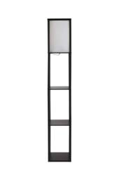 ValueLights Struttura Wooden Shelving Floor Lamp with Fabric Shade & LED Bulb in Black - thumbnail 6