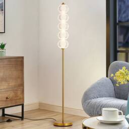 Harper Living Floor Lamp Gold, Bright Standing Lamp with Foot Switch 3 Colour Temps in Gold - thumbnail 6