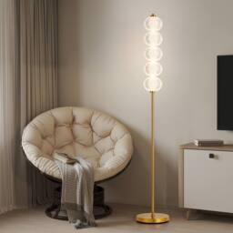 Harper Living Floor Lamp Gold, Bright Standing Lamp with Foot Switch 3 Colour Temps in Gold