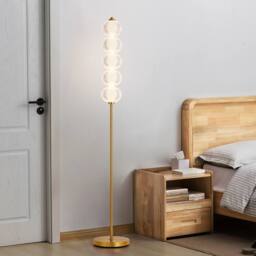 Harper Living Floor Lamp Gold, Bright Standing Lamp with Foot Switch 3 Colour Temps in Gold - thumbnail 2