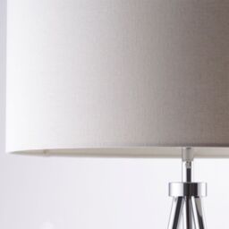 Loops Sleek Tripod Floor Lamp Chrome E27 Free Standing Lounge Light & Ivory Shade - thumbnail 3