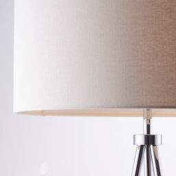 Loops Sleek Tripod Floor Lamp Chrome E27 Free Standing Lounge Light & Ivory Shade - thumbnail 4
