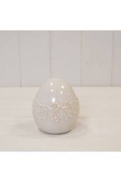 KDMD Small Ceramic Egg with Flower Garland Design in White - thumbnail 1