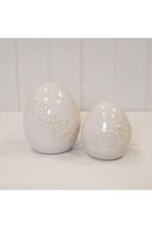KDMD Small Ceramic Egg with Flower Garland Design in White - thumbnail 2