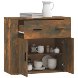 Berkfield Home Sideboard Smoked Oak 80x33x70 cm Engineered Wood in Brown - Size: 80 x 33 x 70 cm - thumbnail 7