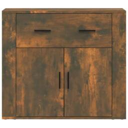 Berkfield Home Sideboard Smoked Oak 80x33x70 cm Engineered Wood in Brown - Size: 80 x 33 x 70 cm - thumbnail 1