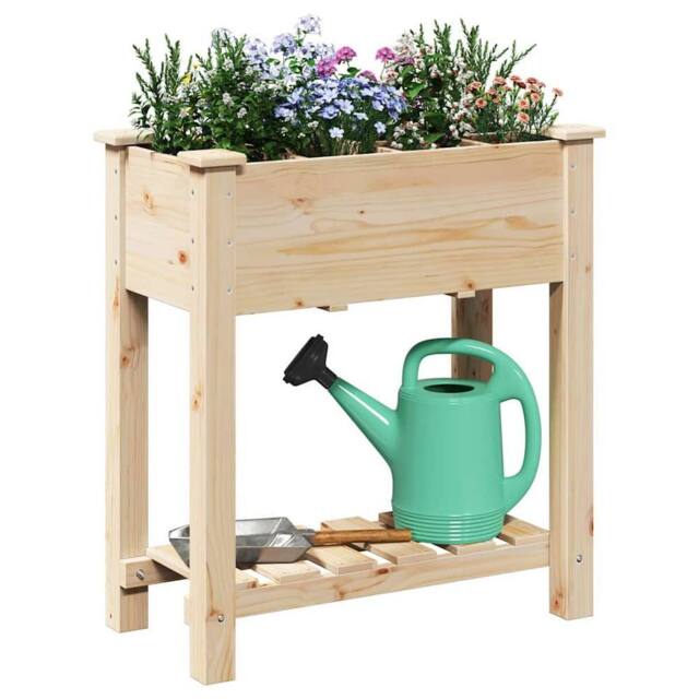 Berkfield Home Durable Garden Planter with Grids 71x37x76 cm Solid Wood Fir in Beige - Size: 71 x 37 x 76 cm - image 1
