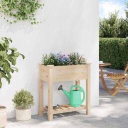 Berkfield Home Durable Garden Planter with Grids 71x37x76 cm Solid Wood Fir in Beige - Size: 71 x 37 x 76 cm - thumbnail 4