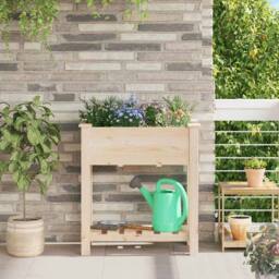 Berkfield Home Durable Garden Planter with Grids 71x37x76 cm Solid Wood Fir in Beige - Size: 71 x 37 x 76 cm - thumbnail 2