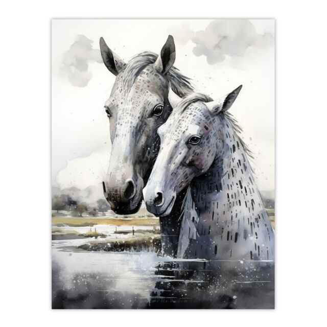 "Artery8 The Kelpies Reimagined Watercolour Artwork Myth Legend Scotland Celtic Unframed Wall Art Print Poster Home Decor Premium - Size: W12"" x H16""" - image 1