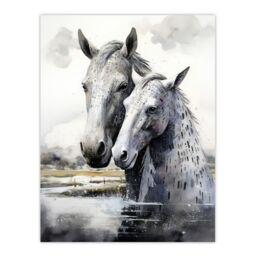 "Artery8 The Kelpies Reimagined Watercolour Artwork Myth Legend Scotland Celtic Unframed Wall Art Print Poster Home Decor Premium - Size: W12"" x H16""" - thumbnail 1