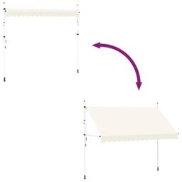Berkfield Home Manual Retractable Awning 350 cm Cream in Beige - thumbnail 5