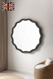 Yearn Mirrors Black Ripple Framed Circular Wall Mirror 90x90cm - Size: 90x90 cm - thumbnail 1