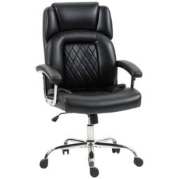 HOMCOM Office Chair 180kg, High Back Desk Chair with Spring Cushion, Black - thumbnail 2