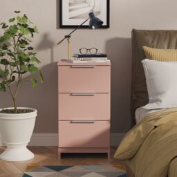 Ready Assembled 2 U Dover 3 Drawer Bedside Cabinet (Ready Assembled) in Dusty Pink