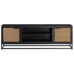 Berkfield Home TV Cabinet 120x30x40 cm Solid Mango Wood in Black - Size: 120 x 30 x 40 cm - thumbnail 2
