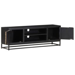 Berkfield Home TV Cabinet 120x30x40 cm Solid Mango Wood in Black - Size: 120 x 30 x 40 cm - thumbnail 3