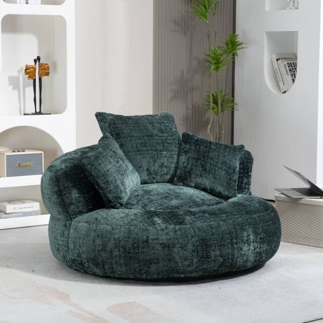 Direct Wicker Lazy Sofa, Durable Comfort High Back Chenille Bean Bag Chair Couch in Emerald - Size: 1 Pack - image 1