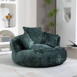 Direct Wicker Lazy Sofa, Durable Comfort High Back Chenille Bean Bag Chair Couch in Emerald - Size: 1 Pack