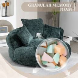 Direct Wicker Lazy Sofa, Durable Comfort High Back Chenille Bean Bag Chair Couch in Emerald - Size: 1 Pack - thumbnail 4