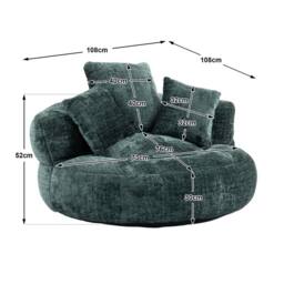 Direct Wicker Lazy Sofa, Durable Comfort High Back Chenille Bean Bag Chair Couch in Emerald - Size: 1 Pack - thumbnail 2