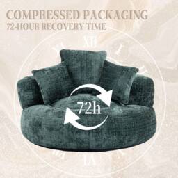 Direct Wicker Lazy Sofa, Durable Comfort High Back Chenille Bean Bag Chair Couch in Emerald - Size: 1 Pack - thumbnail 5
