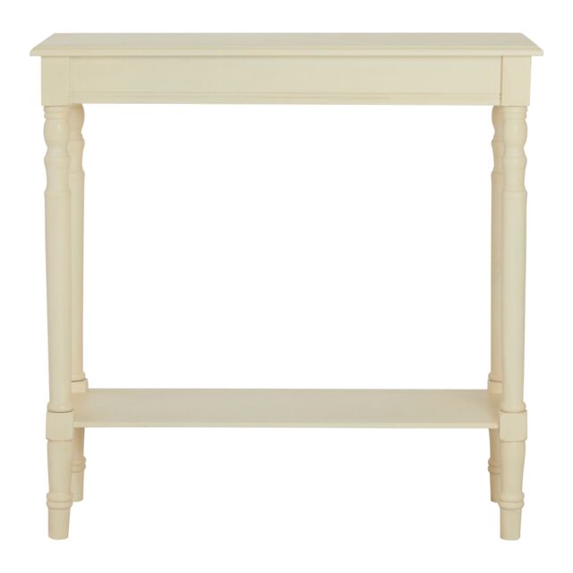Orsina Rectangular Console Table for Hallway, Pine Wood Hallway Table for Home Office Decor, Wood Table with Carved Legs in Off-White - image 1