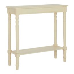 Orsina Rectangular Console Table for Hallway, Pine Wood Hallway Table for Home Office Decor, Wood Table with Carved Legs in Off-White - thumbnail 3