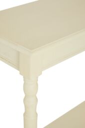 Orsina Rectangular Console Table for Hallway, Pine Wood Hallway Table for Home Office Decor, Wood Table with Carved Legs in Off-White - thumbnail 5