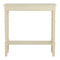 Orsina Rectangular Console Table for Hallway, Pine Wood Hallway Table for Home Office Decor, Wood Table with Carved Legs in Off-White - thumbnail 1