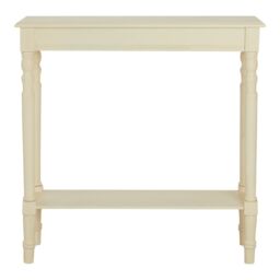 Orsina Rectangular Console Table for Hallway, Pine Wood Hallway Table for Home Office Decor, Wood Table with Carved Legs in Off-White - thumbnail 6