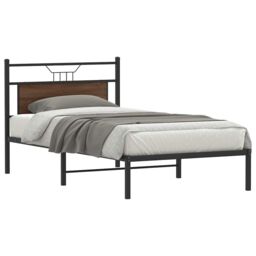 Berkfield Home Bed Frame without Mattress Brown Oak 100x200 cm Engineered Wood - thumbnail 1