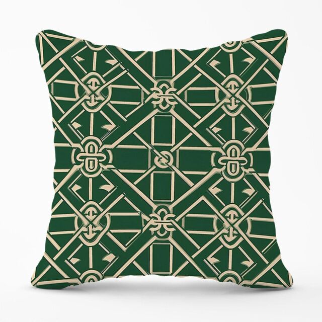 Warren Reed - Designer Green Lattice Design Outdoor Cushion - Size: 60 cm x 60 cm - image 1