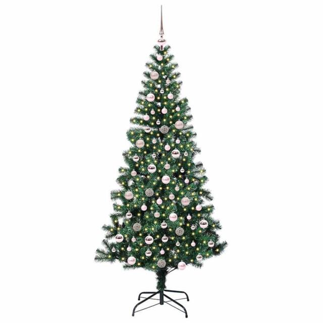 Berkfield Home Elegant Artificial Pre-lit Christmas Tree Green 210 cm PVC & Metal - image 1