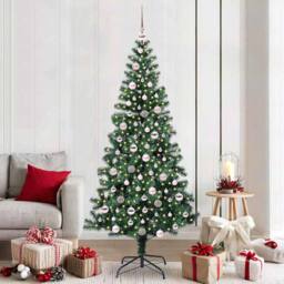Berkfield Home Elegant Artificial Pre-lit Christmas Tree Green 210 cm PVC & Metal - thumbnail 2