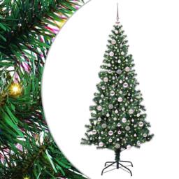 Berkfield Home Elegant Artificial Pre-lit Christmas Tree Green 210 cm PVC & Metal - thumbnail 3