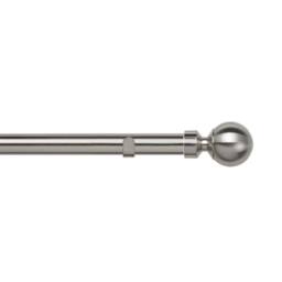 New Edge Blinds 28mm Fixed Length Metal Eyelet Curtain Pole Set - Sphere Finial in Silver - Size: 290 cm