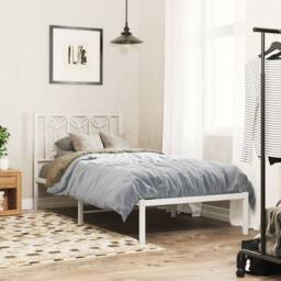 Berkfield Home Metal Bed Frame without Mattress with Headboard White 80x200cm - Size: 80x200 cm - thumbnail 2