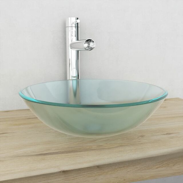 Berkfield Home Basin Tempered Glass 42 cm Frosted in White - image 1