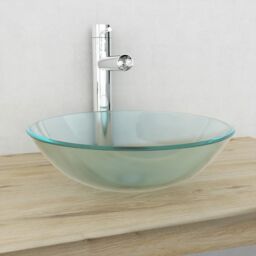 Berkfield Home Basin Tempered Glass 42 cm Frosted in White