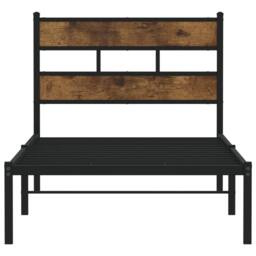 Berkfield Home Metal Bed Frame without Mattress Smoked Oak 90x190 cm Single in Brown - thumbnail 4