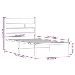 Berkfield Home Metal Bed Frame without Mattress Smoked Oak 90x190 cm Single in Brown - thumbnail 9