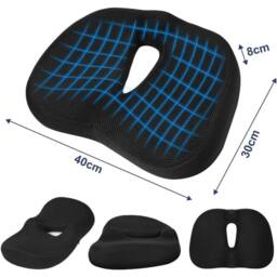 NESTLUNE Orthopedic Memory Foam Seat Cushion Back in Black - Size: 100 cm x 190 cm - thumbnail 2